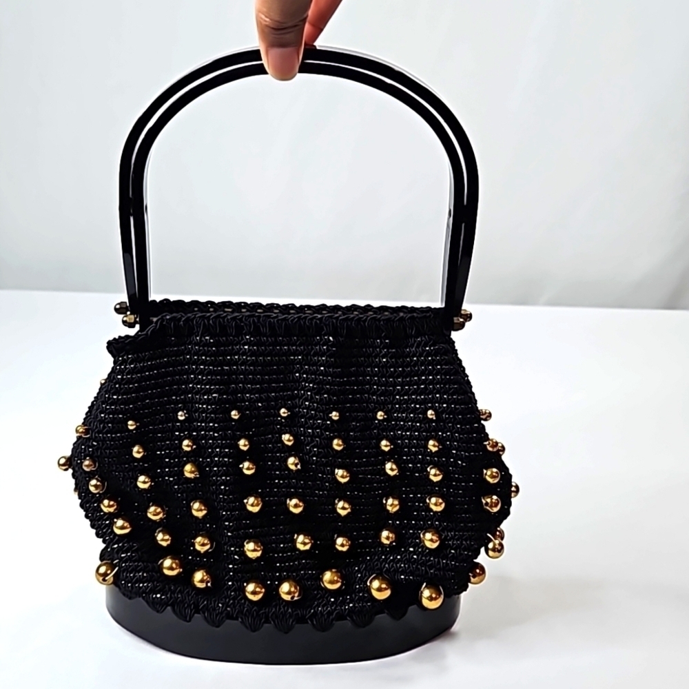Black Gold Embellishments Evening Bag